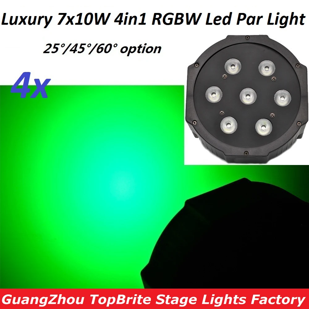 

4xLot High Power Led Par Light 7x10W RGBW 4in1 Beam Wash Dmx Par Can Eyourlife Flat Plastic Par Led Lights DJ Disco Party Light
