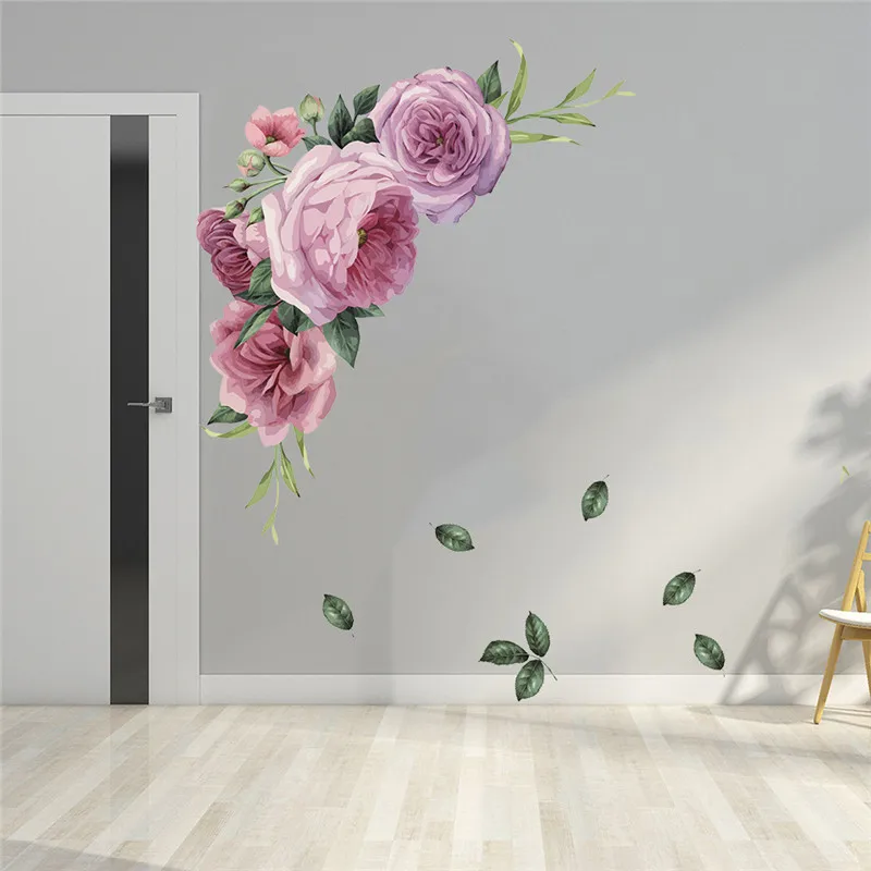 1 шт. большой пион роза стикер на стену самодельные цветы симметрия наклейка s для спальни гостиной наклейки на стену домашний Декор подарок для девочек