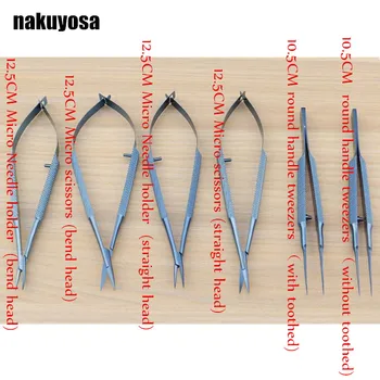 

6pcs/set ophthalmic microsurgical instruments 12.5cm scissors+Needle holders +tweezers Titanium alloy surgical tool