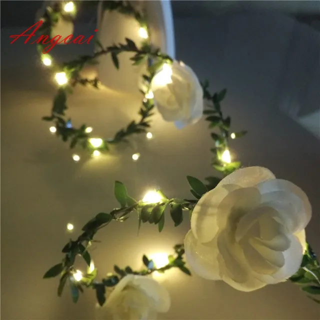 led leaf rose flower garland battery silver copper fairy led christmas lighting coupon