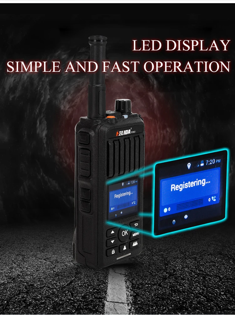 Rádio de Rede Talkie com Cartão Walkie Talkie Novo Produto Helida Cd990 2g3g4g Wifi Sim 100 km 3 Walkie-talkie