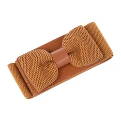 Для женщин широкий эластичный стрейч бантом галстук пояс (коричневый)