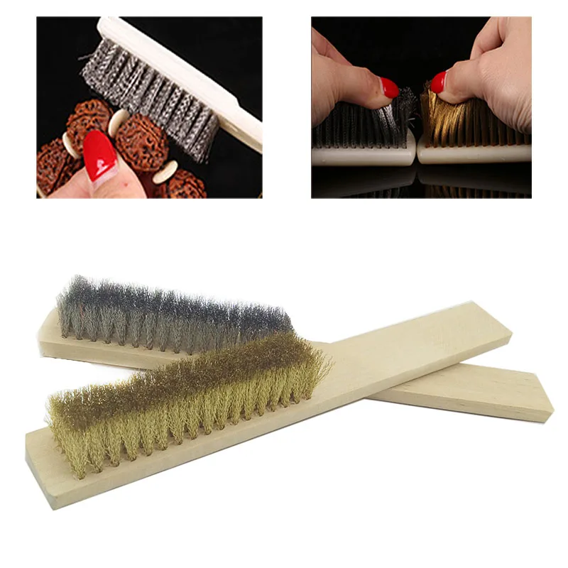 

YEODA Processing Wood Handle DIY Tool Hand Copper Plating Metal Wire Brush Cleanning Tool Steel Brushes Polishing Crafts