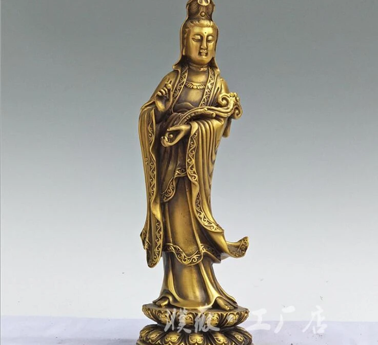 China brass copper buddhism Kwan yin Bodhisattva Guanyin sculpture