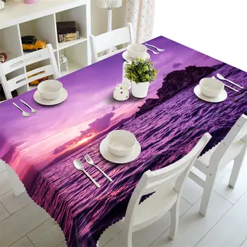 

3D Tablecloth rectangular Waterproof Purple sea wave Table cloth wedding Round table cover Customized size Pillowcase