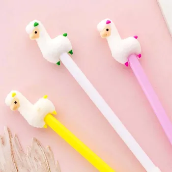 

2 pcs/lot Alpaca gel pen Cute Sheep 0.5mm black ink Neutral pens office school writing supplies Stationery Promotional gift