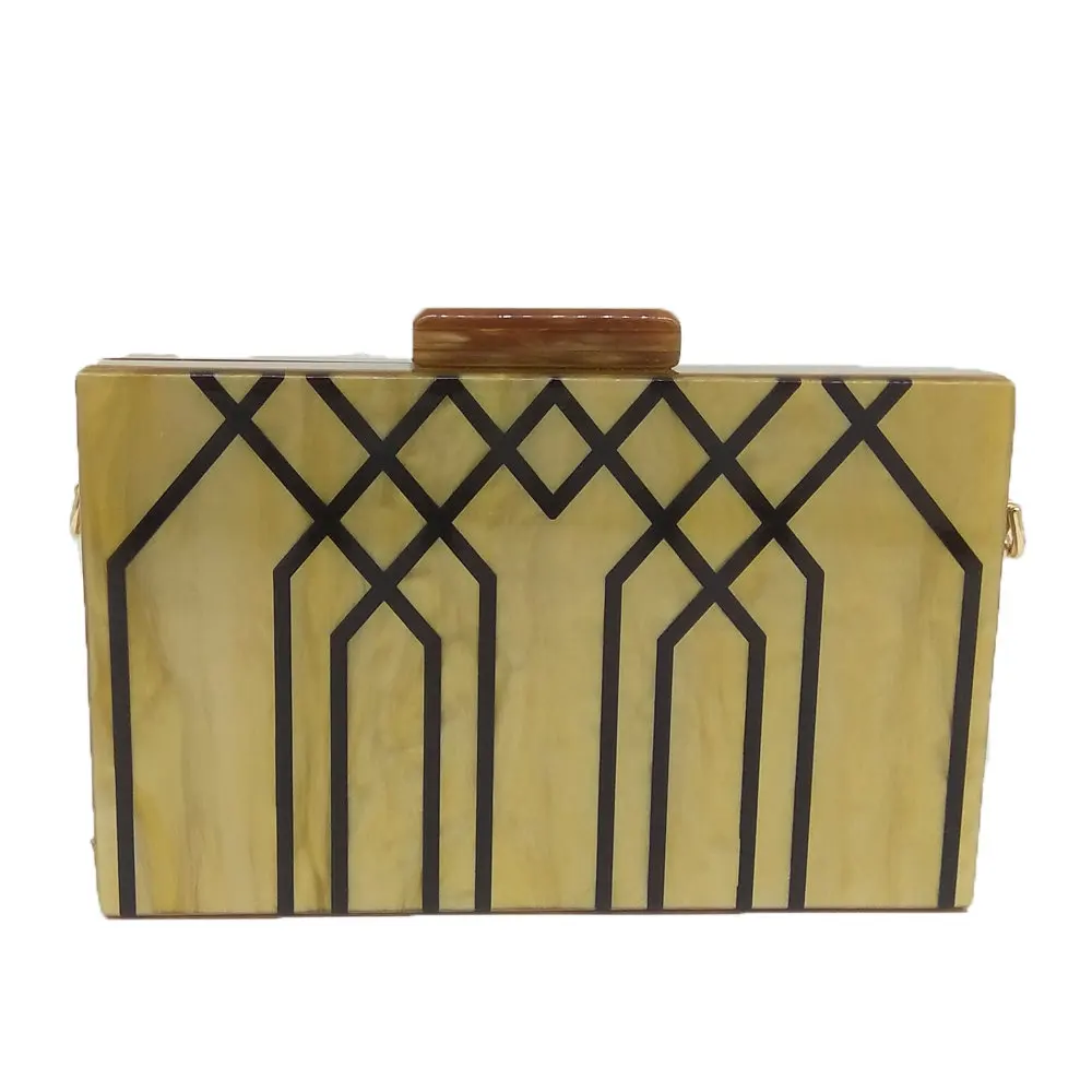 Geometric Striped Acrylic Clutch