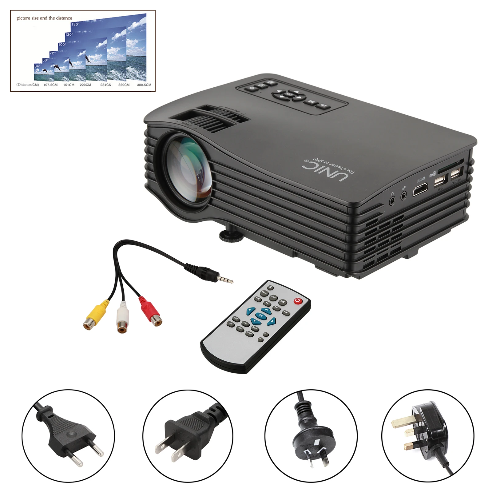 Светодиодный видеопроектор UNIC UC36 Full HD 640*480 светодиодный Видеопроектор для