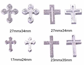 

(J0754) 27mmx34mm rhinestone metal embellishment,silver color,flat back,cross shape,100pcs/lot