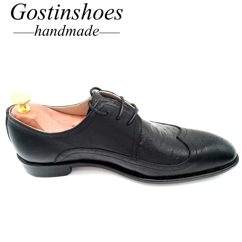 GOSTINSHOES/Мужские модельные туфли ручной работы Goodyear черные из коровьей кожи с