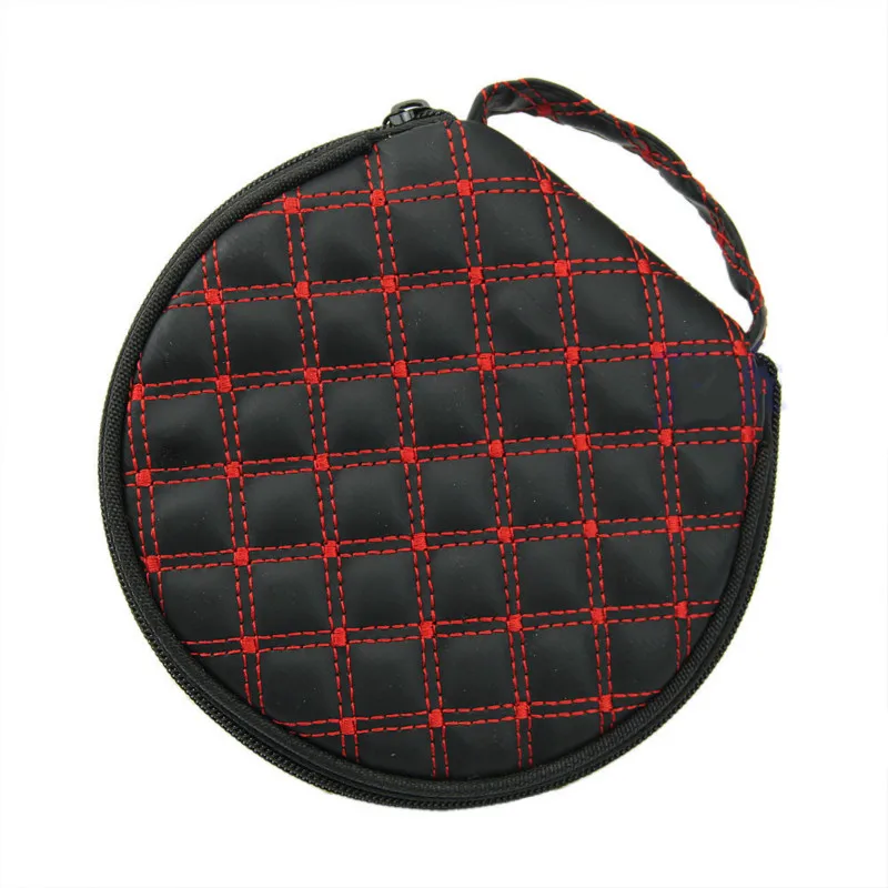 

1x Portable Round Vehicle Auto Car 20 CD VCD DVD Disc Storage Organizer Bag Zippered CD Holder Wallet Case Black With Red Line