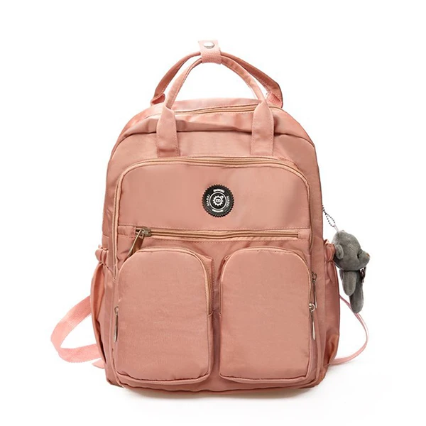 Повседневные нейлоновые Водонепроницаемые рюкзаки для женщин, вместительные дорожные сумки для подростков, одноцветные школьные рюкзаки, рюкзаки, рюкзаки - Цвет: pink