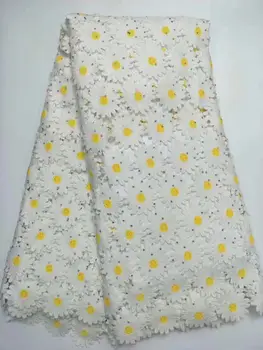 

New arrival african lace fabrics high quality yellow white cord lace guipure lace fabric for party dress.Nigerian lace fabric