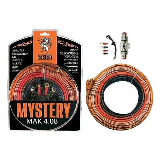 Усилитель MYSTERY MAK 408 (Комплект для 4-х канального усилителя, питание 8GA / 9mm2, колба, ATC 40 А, концевики, RCA-кабель витая пара двойной экран, ак.провода, стяжка)