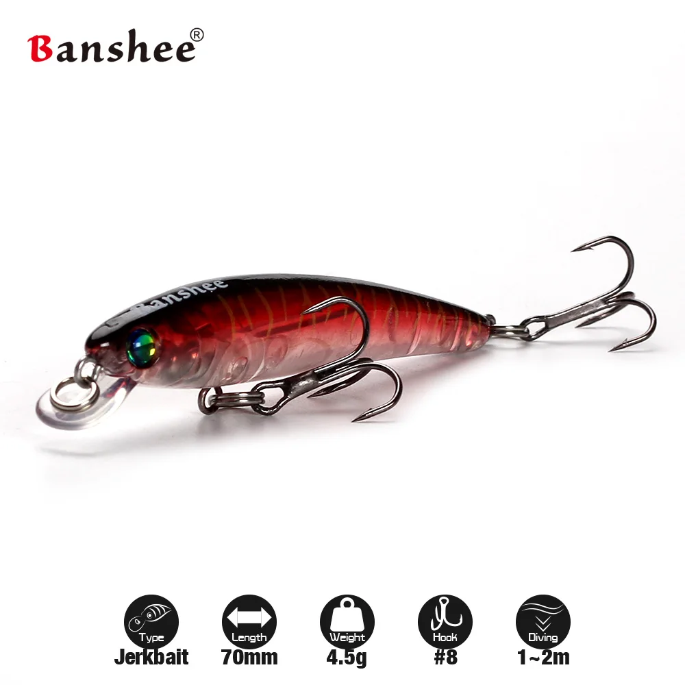 Banshee 70 мм 4,5 г GO-011 воблер, твердая искусственная приманка, форель, Bluegill, рыболовная приманка, медленное погружение, Джеркбейт, гольян