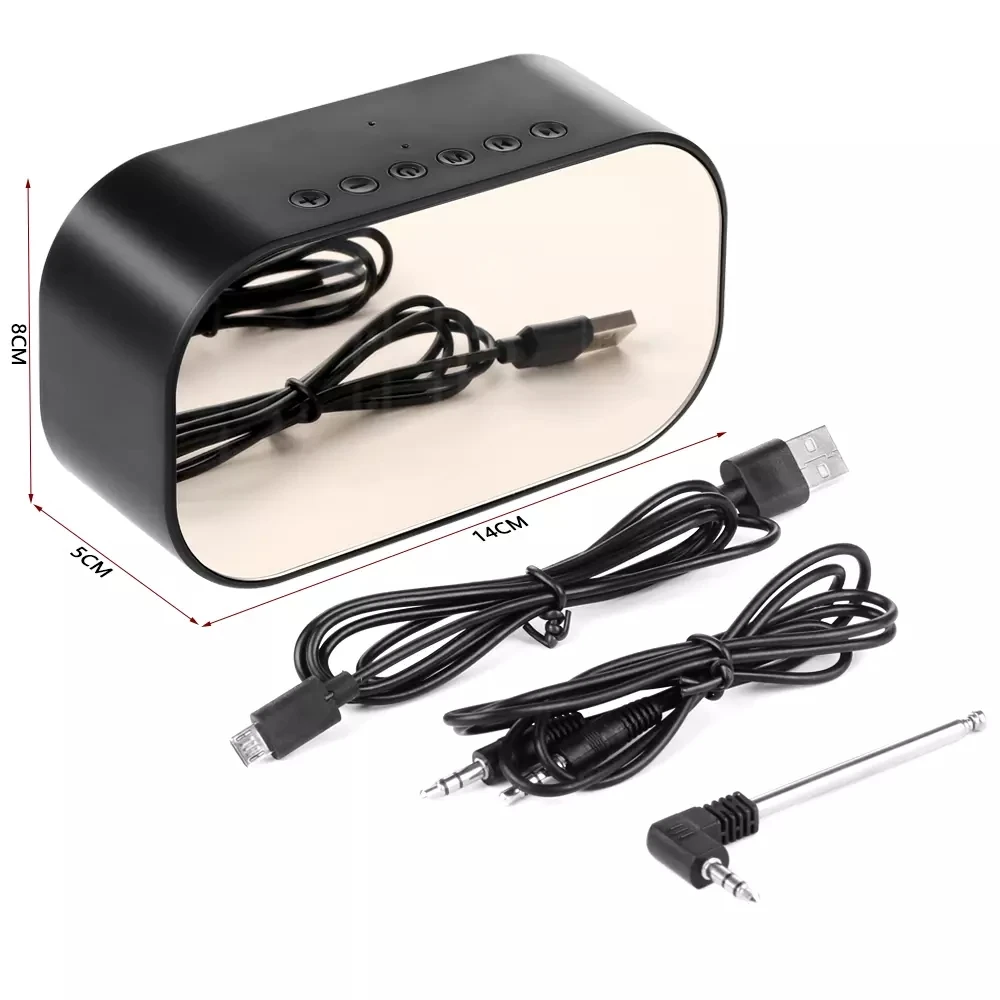 Q9 Bluetooth Speaker LED Alarm Clock With FM Radio AUX TF Portable Wireless Speaker Outdoor Music Player Mirror Surface Altavoz (8)