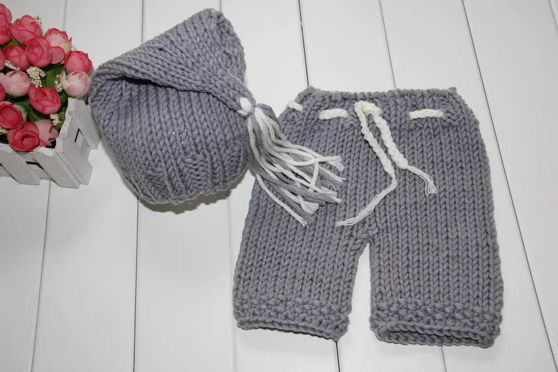 Бесплатная доставка, шапка и штаны для новорожденных ручной работы с эльфом, комплект из 2 предметов, вязаная одежда для фотосессии, Размер