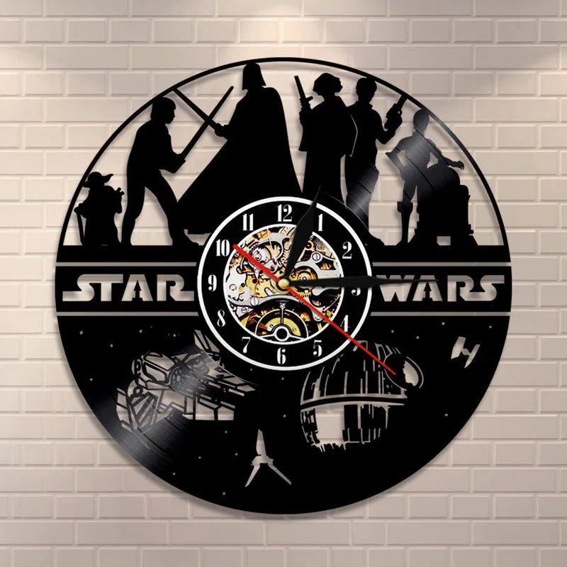 

2018 Horloge Mural Horloge Murale Large Wall Clock Free Shipping Music Wall Clock Vinyl Retro Nostalgia The Star Wars Universe