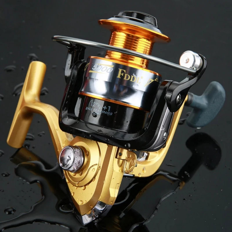 

Metal 12+1BB Fishing Reels Spinning 1000-7000 Series 5.2:1 4.7:1 Gear Ratio Feeder Saltwater Reel Fishing Wheel Sea Accessories