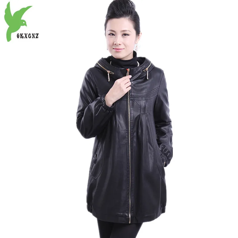 Vestes Capuchon Hiver La Plus À Cotton Le Femmes Automne Okxgnz1163 Moyen Manteaux Wine black Cotton Veste red Pu Taille Wine Coton black 6xl Chaleur D'âge Cuir Red brown brown En Cotton qUawPUxdr