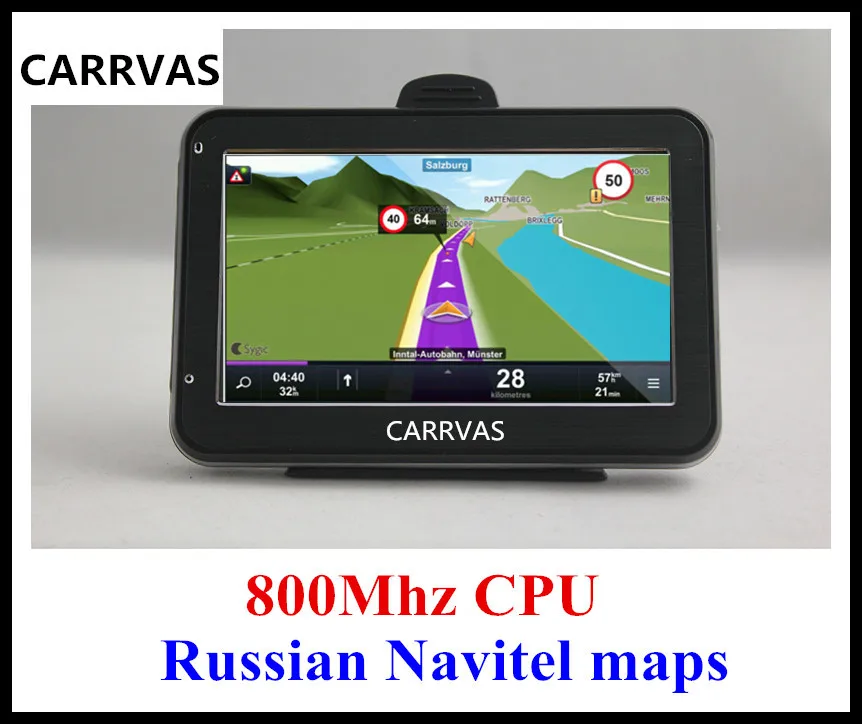 Самый дешевый! CARRVAS 4 3 дюймовый Автомобильный gps навигатор fm передатчик 128 Мб ОЗУ 800