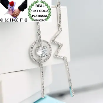 

OMHXFC Wholesale European Fashion Woman Girl Party Birthday Wedding Gift Geometric AAA Zircon 18KT White Gold Stud Earrings EH92