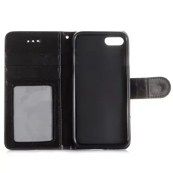 

100pcs/lot Crazy Horse Wallet PU Leather TPU Case Cover for iphone 7 plus for iphone 6 plus Photo Frame for iphone SE 5 5S 4 4S