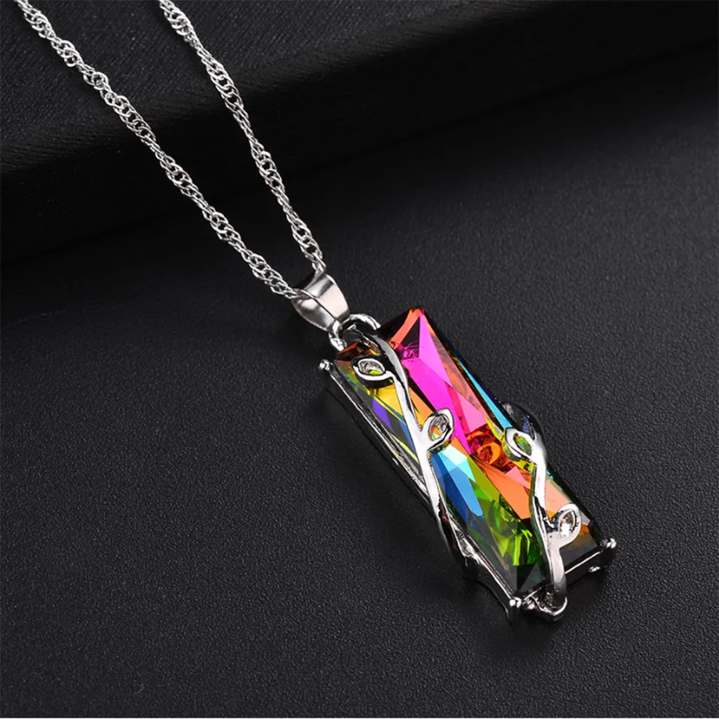 

Necklace Women Men Fashion Trend Colorful Stone Leaves Pendant Necklace Jewelry