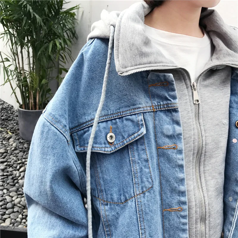 Весенняя Женская куртка Harajuku съемным джинсовая куртка BF, осеннее пальто джинсовая куртка