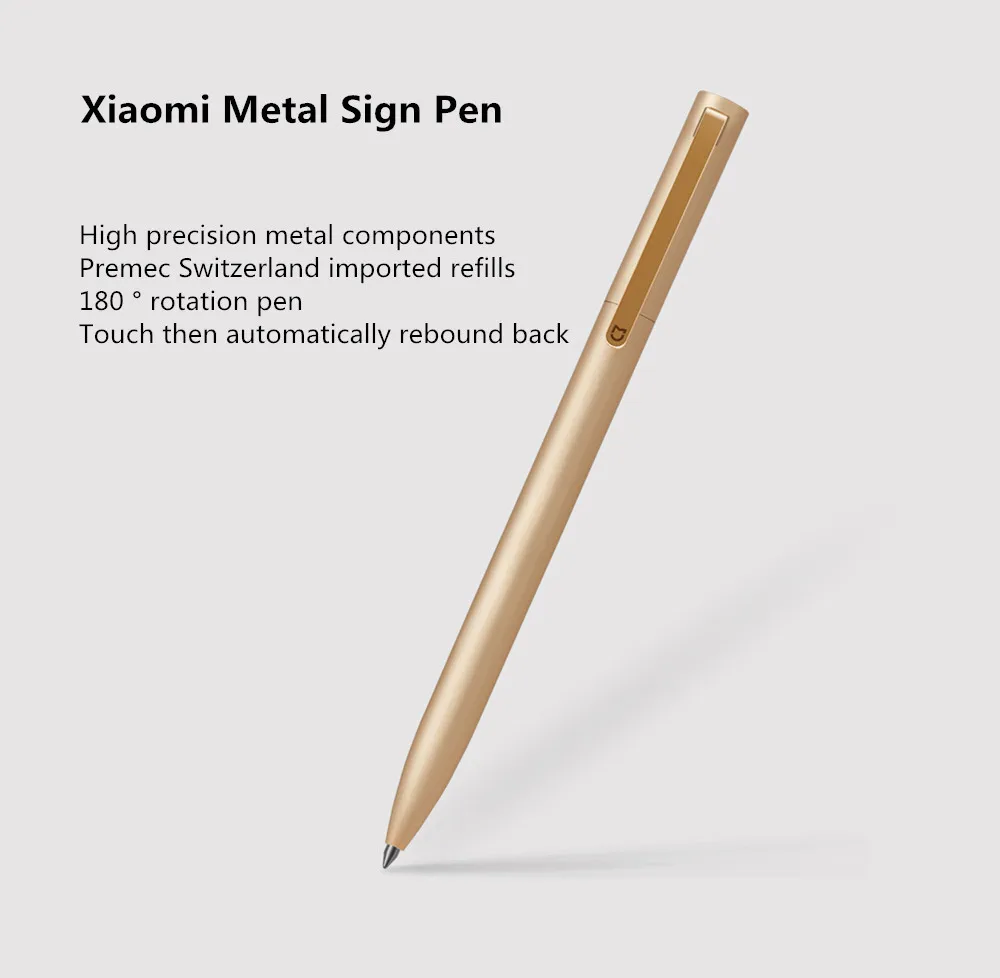 Оригинальные металлические ручки Xiaomi Mijia 9,5 мм для подписи PREMEC гладкие швейцарские черные Сменные Золотые/серебряные прочные ручки
