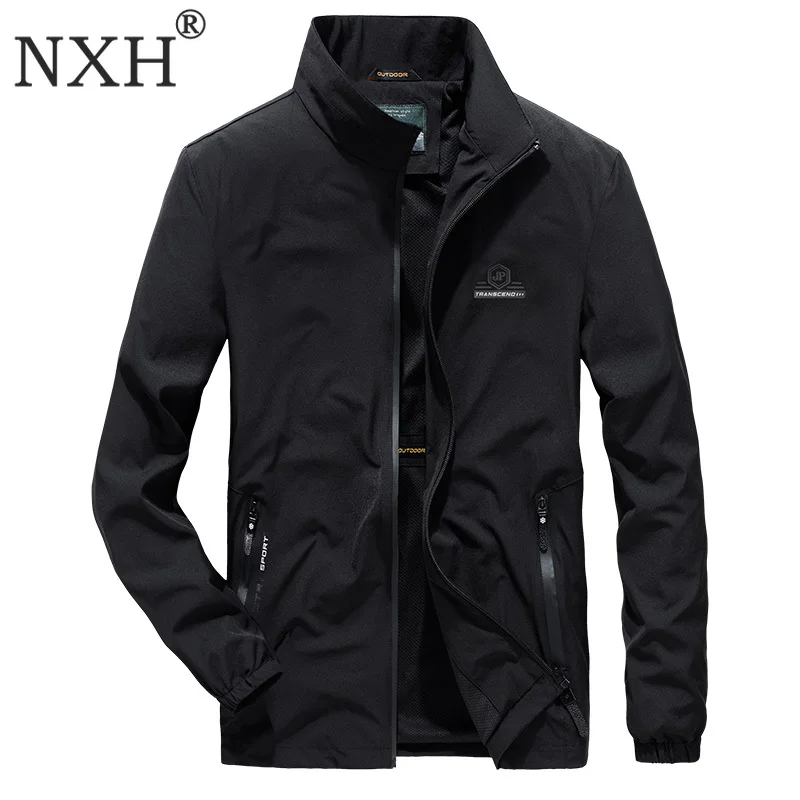 NXH Spring Elastic Thin jaket men Plus size streetwear Stand male light jacket Waterproof Windproof coat 6XL 7XL man clothes NXH Spring Elastic Thin jaket men Plus size streetwear Stand male light jacket Waterproof Windproof coat 6XL 7XL man clothes