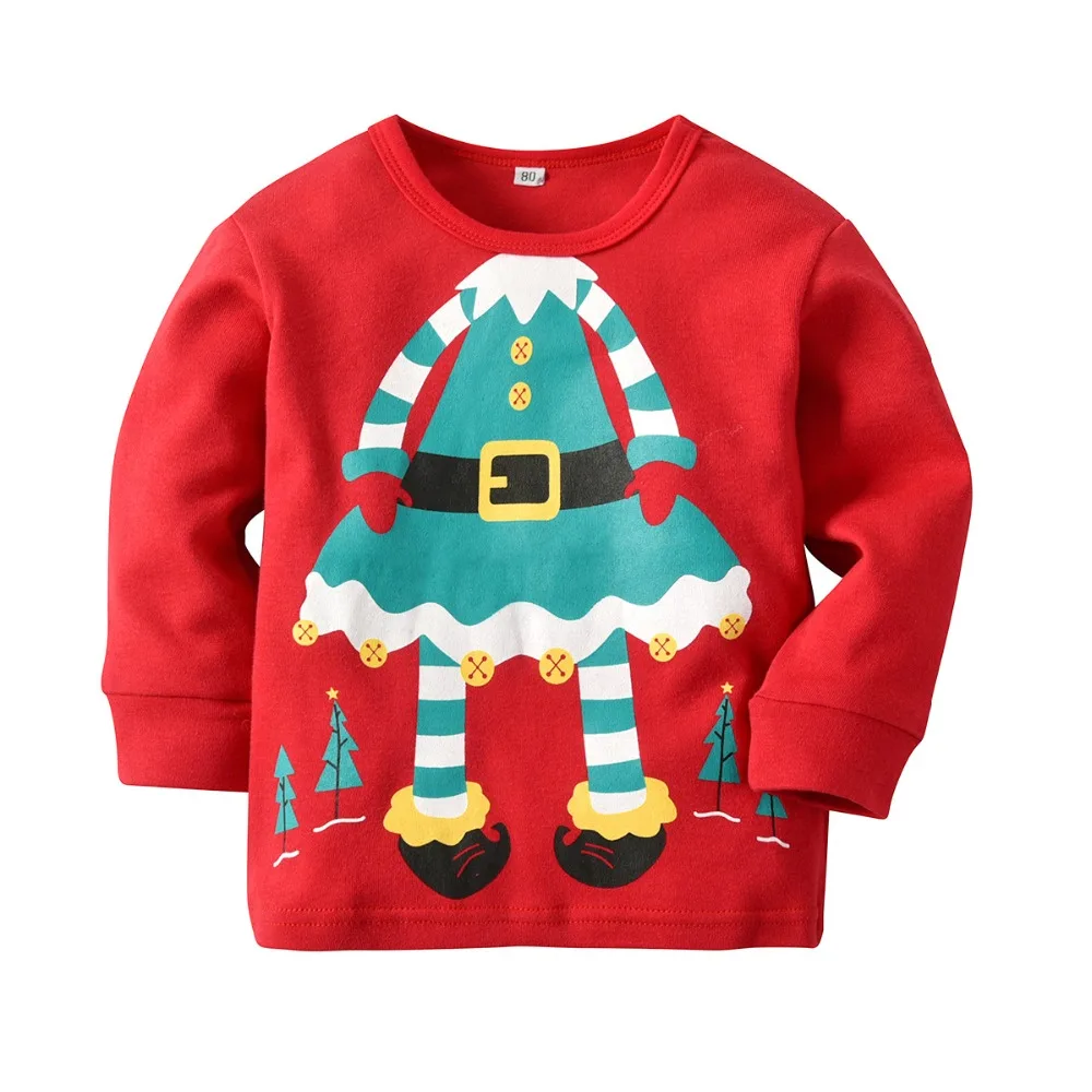 Рождественская Детская одежда для сна хлопковая рубашка с длинными рукавами и рисунком для девочек брюки в полоску домашний костюм