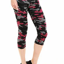 Женские розовые камуфляжные леггинсы для фитнеса, быстросохнущие брюки до середины икры, брюки ropa mujer