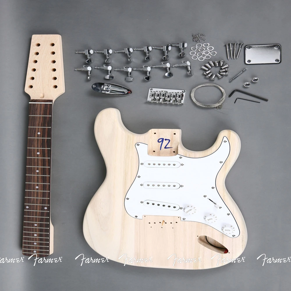 High Quality Electric Guitar DIY Kit Set Guitarra Paulownia wood Body