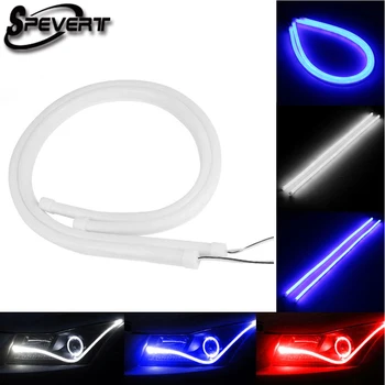 

SPEVERT 2x 60cm Car Flexible Tube LED Strip D R L Day-time Running Signal Turn Light Angel Eye Lamp White/Red/Blue DC 12V IP65