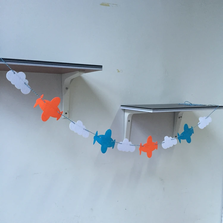 

Freeshipping Qute Plane Flight Cound 3 Mete Felt Banner Flag Birthday wedding Party Photo clip Decoration Bunting supply fabric
