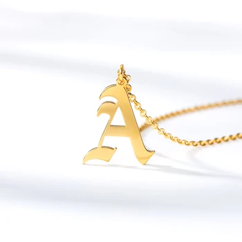 

Gold Color 26 Letters Jewelry Old English Alphabe Necklaces for Women Choker A B C D E F G H I J K L M N O P Q R S T U V W X Y Z