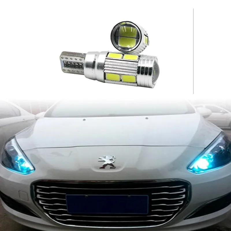 

2 X T10 LED W5W Car LED Auto Lamp 12V Light bulbs with Projector Lens for peugeot 307 206 301 207 2008 508 301 3008 Car Styling