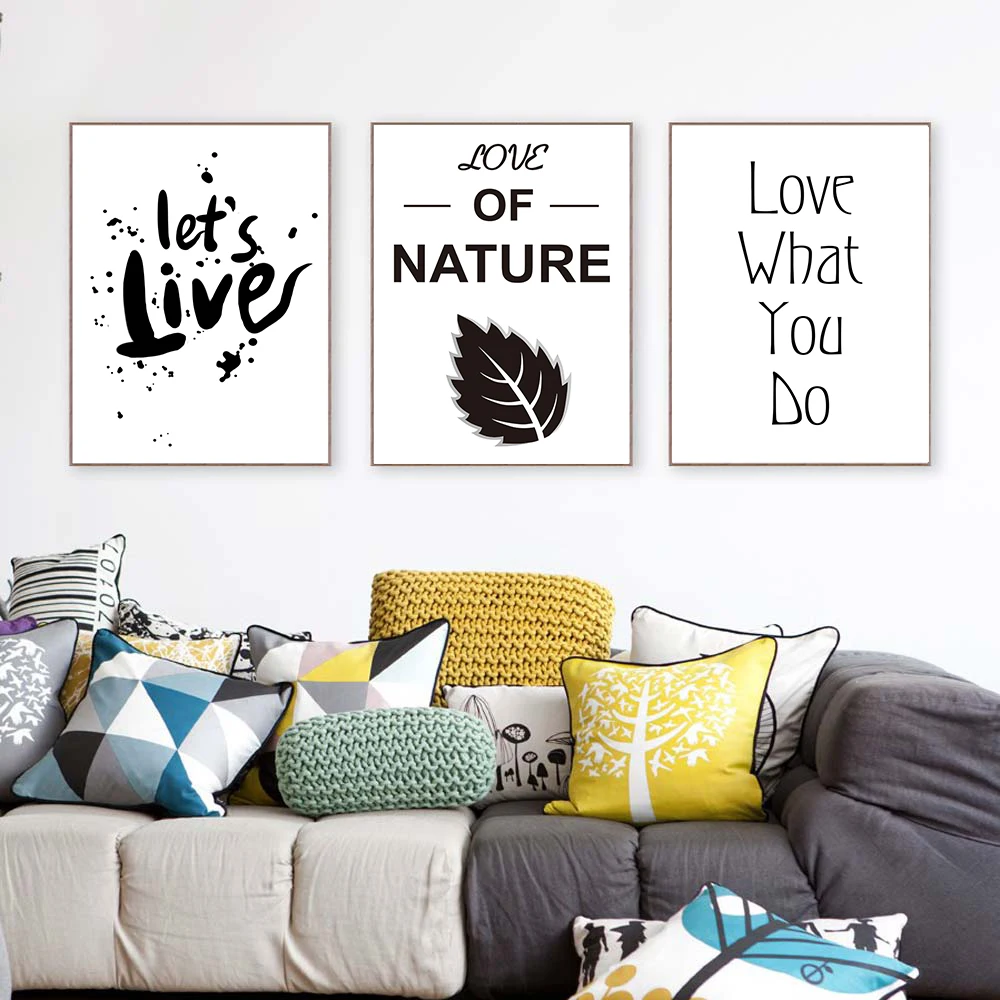Hitam Putih Minimalis Tipografi Quotes Poster Dinding Seni Gambar Kanvas Cetakan Modern Dekorasi Rumah Lukisan Decorative Painting Canvas Printsart Pictures AliExpress