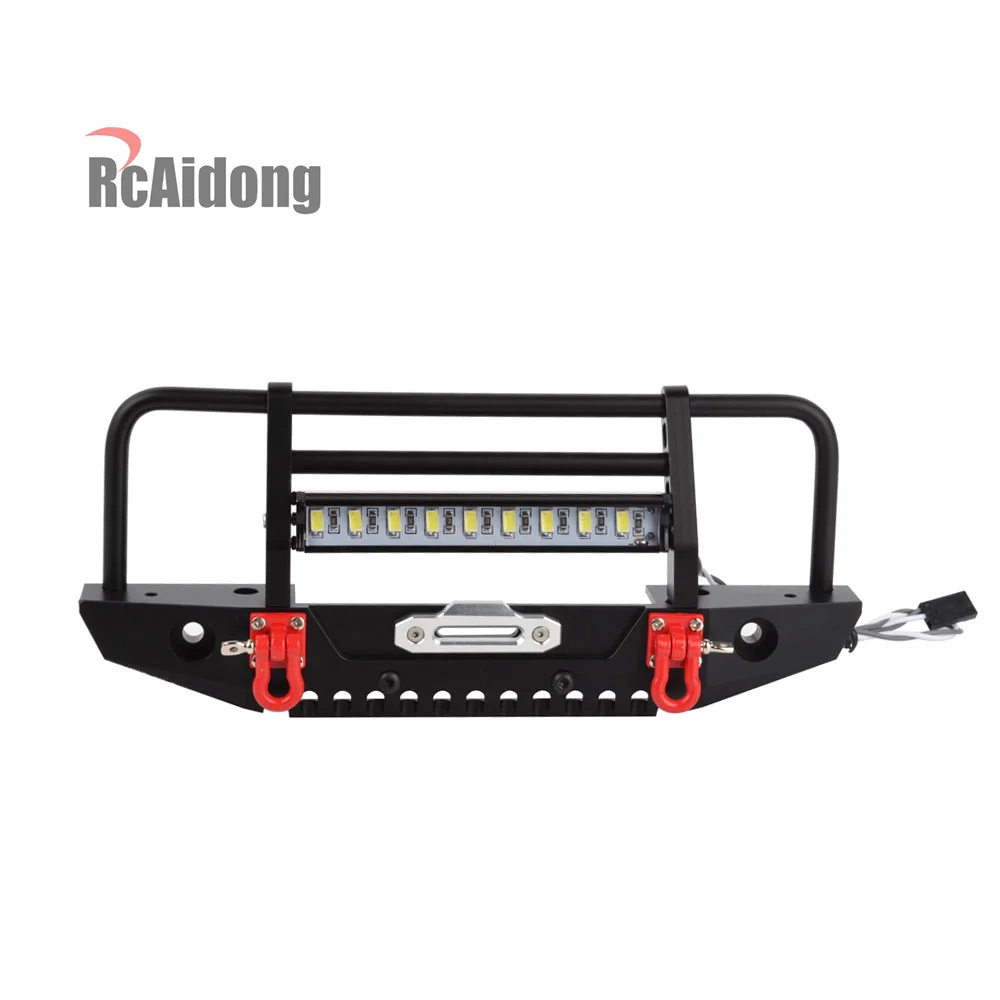 

Metal Front Bumper & LED Light for 1/10 RC Crawler Car Axial SCX10 90046 D90 Traxxas TRX-4 TRX4