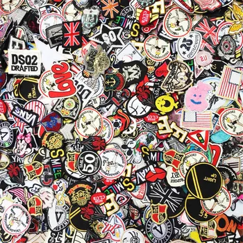 

100pcs/lot Random Mix Iron On and Sew-On Badge Patches for Fashion Clothes Decoration Apparel Fabric Backpack Sewing Appliques