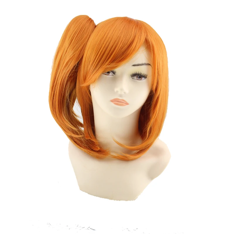QQXCAIW Short Straight Cosplay Party Costume Orange 40 Cm Synthetic