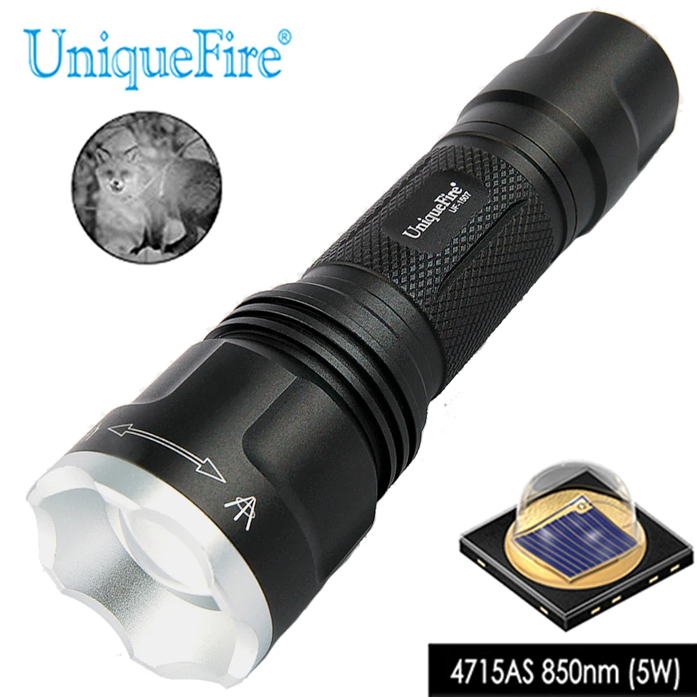 UniqueFire 1507 4715AS IR 850nm светодиодный фонарик инфракрасный свет 20 мм выпуклая линза