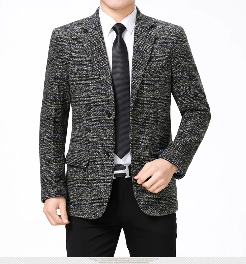 WAEOLSA Men Slim Fit Blazers Male Classical Grain Suit Coat Mans Smart Casual Blazer Masculino Blends Suit Jackets Chinese (5)