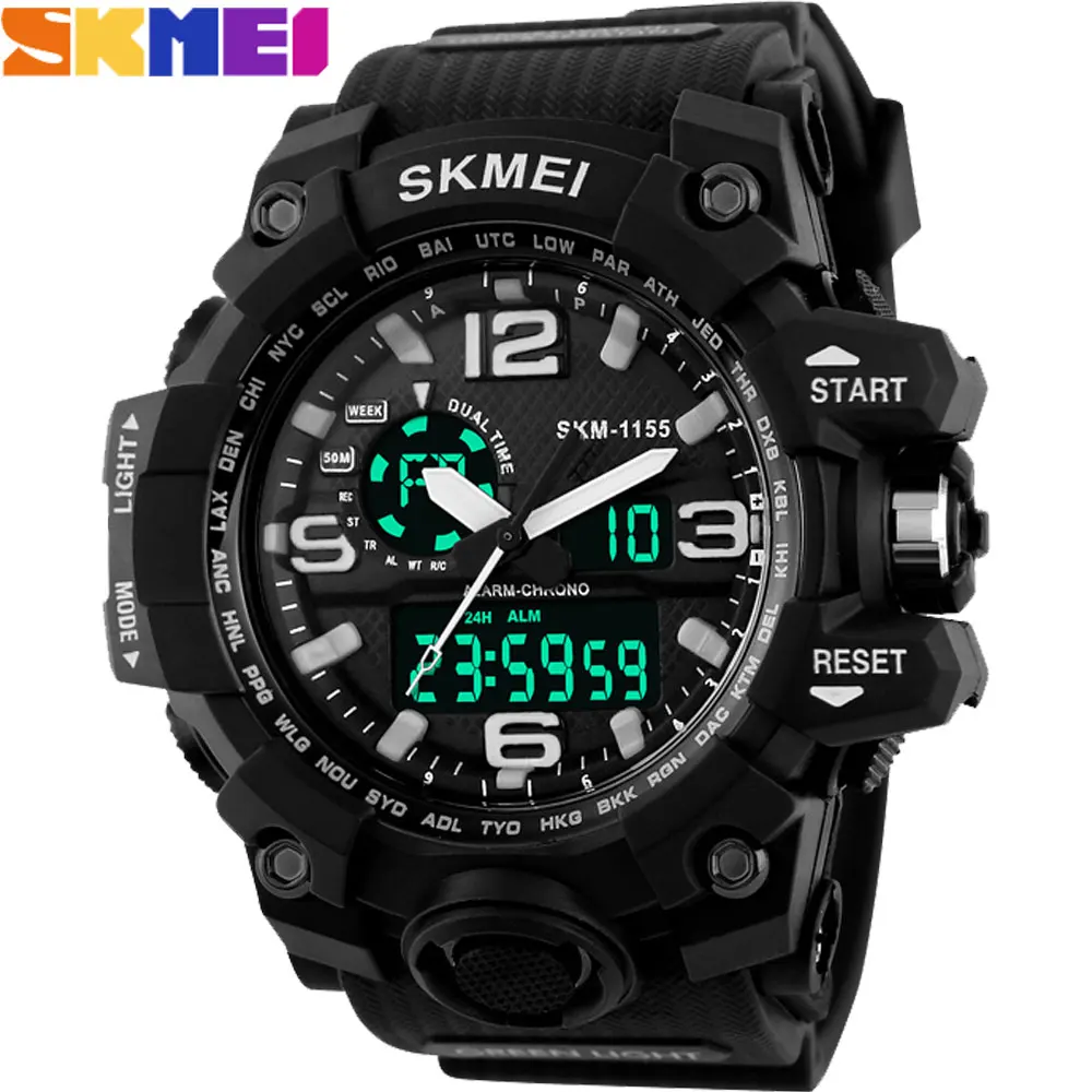SKMEI 2016 new popular Brand man Sports Watches digital LED display chronograph multiple time zone 30M