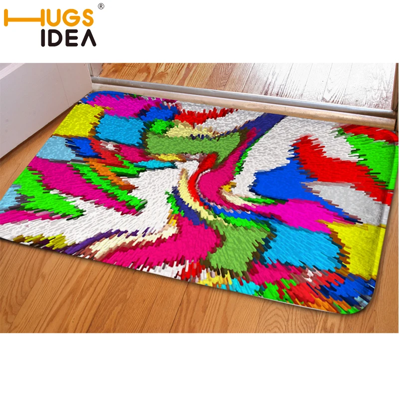 HUGSIDEA 3D Colorful Striped/Diamond Carpet Floor Mat Area Rug for Living Room Kids Bedroom