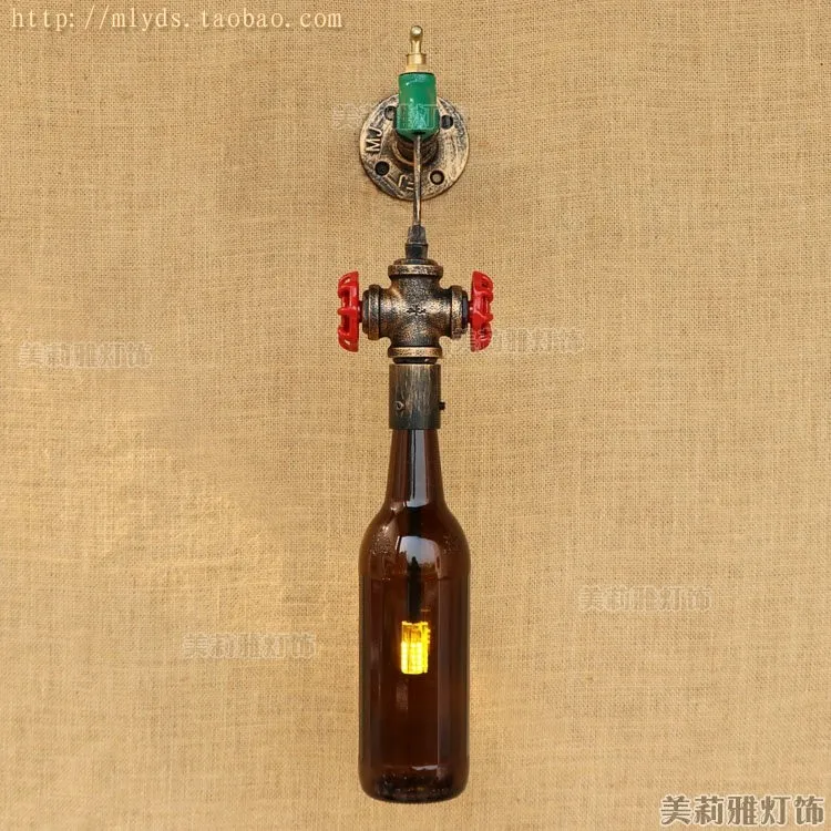 Деревенский Ретро Лофт винтажный настенный светильник труба-лампа стеклянный кран для бутылки форма промышленные настенные бра Arandela Lamparas De Pared
