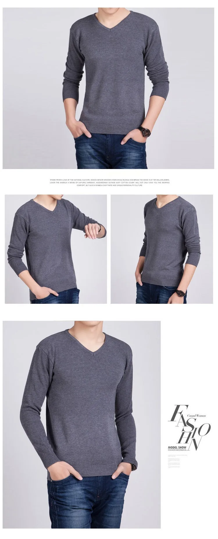 HS однотонный пуловер для мужчин, шерстяной и кашемировый свитер для мужчин, известный бренд, мужские свитера с v-образным вырезом, модные мужские облегающие рубашки