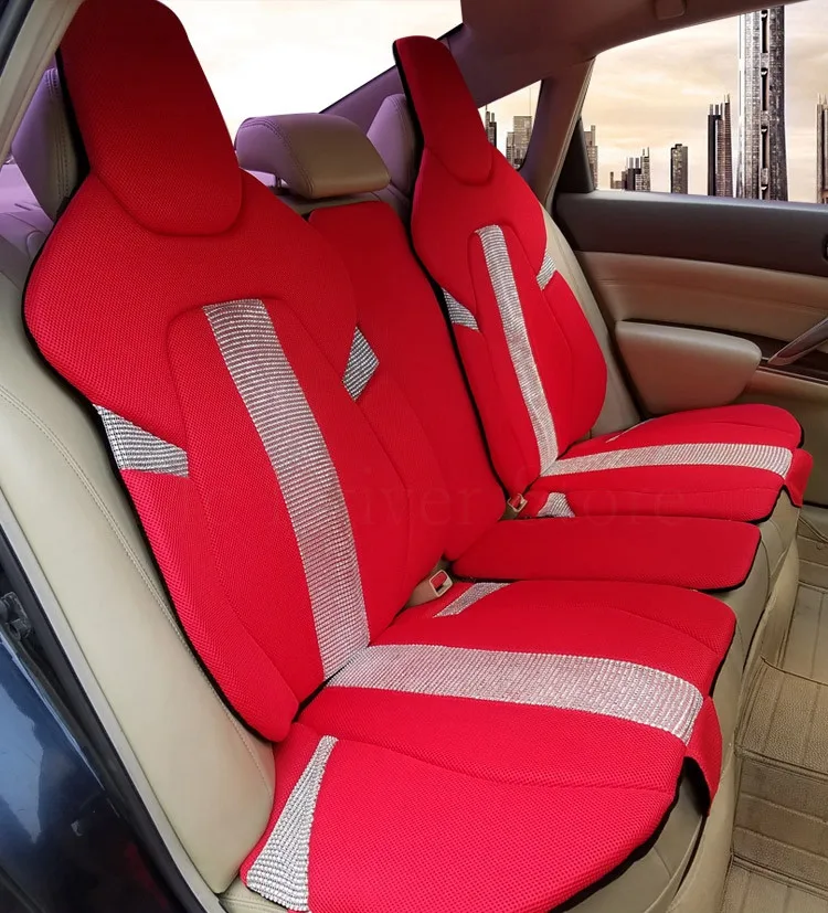 Чехол для сиденья автомобиля Универсальный Алмазный сшитый сверкающий чехол розовый бежевый весь стул подушка для BMW Mercedes smart 4 цвета