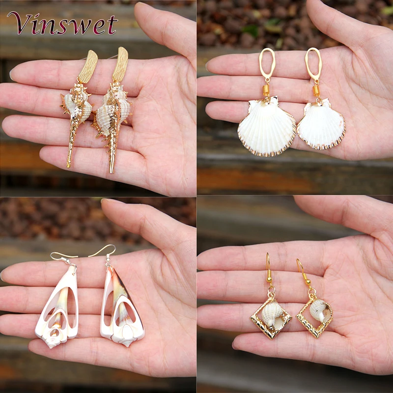 

Vinswet 2PCS Shell Earrings Jewelry Accessories Golden Color Shell Earrings Elegant Earrings Gift For Women Female Girl